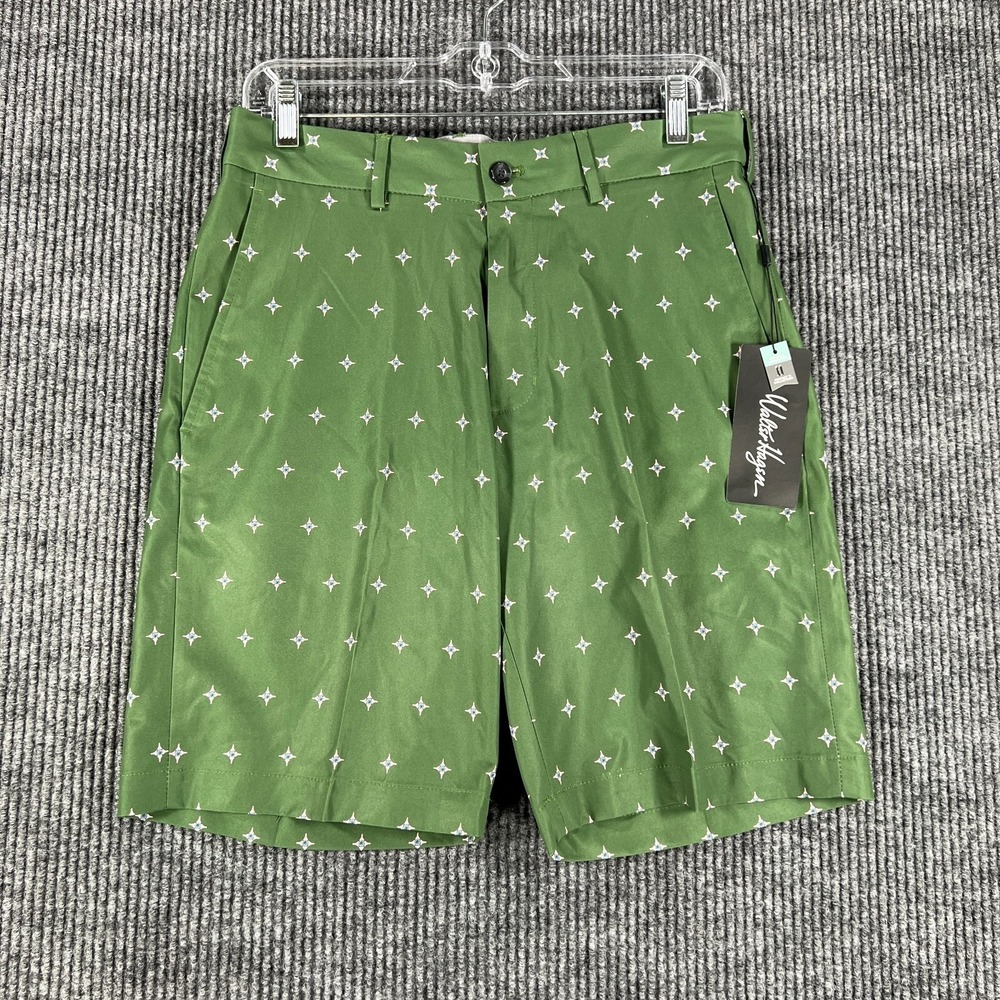 Walter Hagen Shorts Mens Size 30 Green Geometric Chino Golf Casual Light New